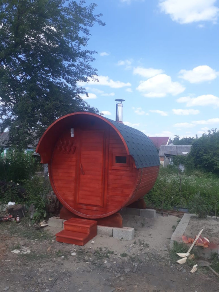 Баня-бочка 2м. "Эконом" одно отделение, торцевой вход — фото 4